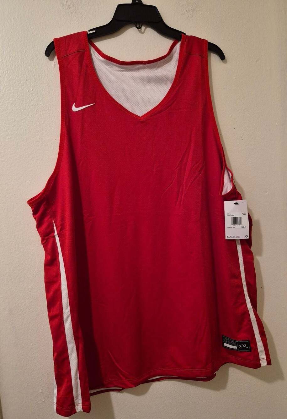 Nike Men's Red/White Reversible Basketball Practice Jersey Tank Top DN5212-658 X